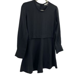 IRO Anderson Mini Dress Size US Small EU 36 Black Crepe Long Sleeves